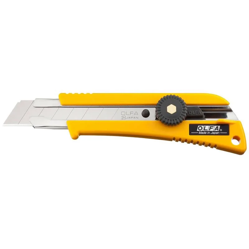OLFA 18mm L-2 utility knife with rubber inset grip, product photo.